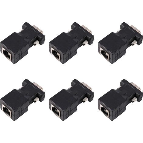 Adaptateur de câble réseau RJ45 mâle vers prolongateur VGA 6 canaux vers LAN CAT5/CAT6 (1/5)