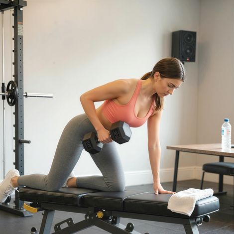 Mancuerna Hexagonal 15 KG con Barra de Conexión Metálica para Entrenamiento en Casa Gimnasio Oficina Negro y Plata (1/5)