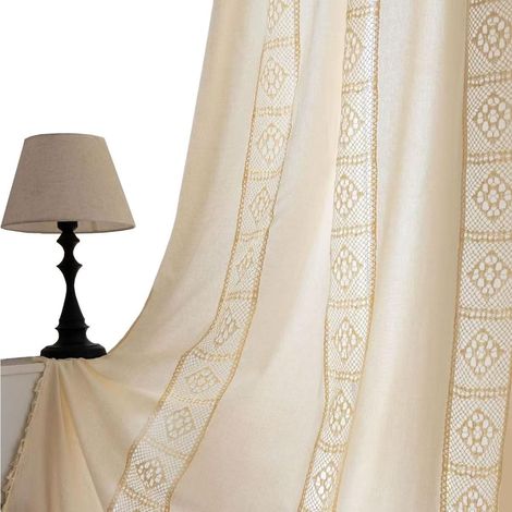 Cortina tejida estilo bohemio – estilo rústico vintage – cortina decorativa para ventanas e interiores 150x180 cm (1/5)
