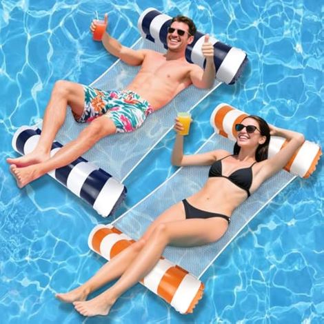 Piscine Hamac Gonflable Piscine Bouee Piscine Adulte Hamac Piscine 4 en 1 Accessoires de Piscine Gonflables Matelas Piscine pour Plage, Partie, Vacances (1/4)
