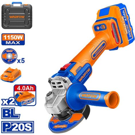 Amoladora angular WADFOW 115 mm sin escobillas 20 V con baterías (1/5)