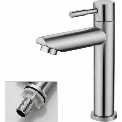 Bathroom Tap Cold Water Only Basin Tap Chrome Surface in Durable Copper Hand Wash Basin Tap Removable Aerator Cartridge Convenient for Cleaning or Replacement.