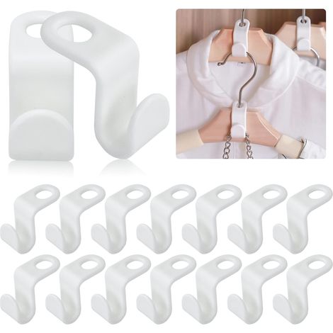 QAZQA Crochets de Connecteur de Cintre de Vêtements Connecteurs de Cintre Peu Encombrants Crochets de Connexion pour Cintre Clip de Suspension de Connexion pour Armoires Salle de Bain 100Pcs (1/5)