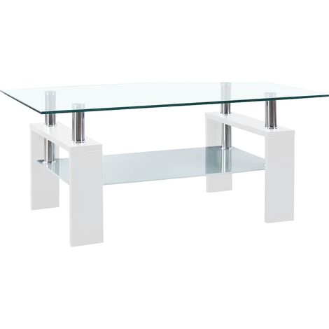 Table basse Blanc et transparent 95x55x40 cm Verre trempé vidaXL