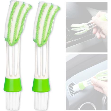 Lot de 2 brosses à plumeau pour stores vénitiens, 2 en 1, outil de nettoyage multifonction en microfibre à double tête, brosse amovible et lavable pou (1/5)