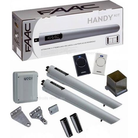Faac – Kit de motorisation portail battant 24V – Charge max 200kg – Longueur vantail 2m – Moteur S418 avec encodeur virtuel – Sécurité anti-écrasement (1/8)