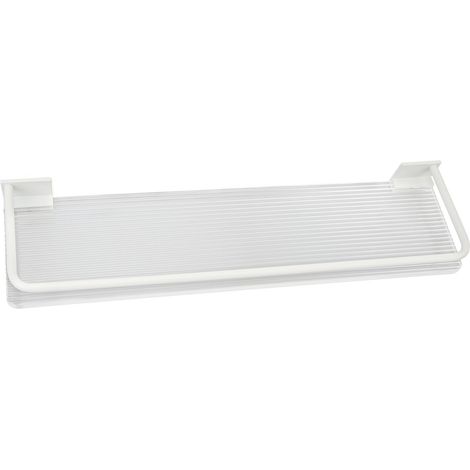 Étagère murale de douche en aluminium couleur crème, grande capacité, avec porte-serviettes intégré. (1/5)
