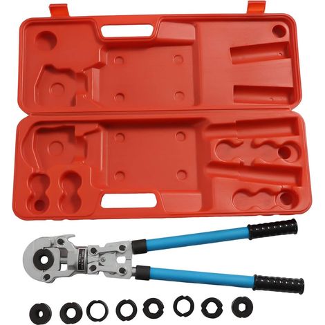Pinza a pressa, tubo di rame, profilo a V, 12-15-18-22-28 mm e profilo TH 16-20-26-32, pinza crimpatrice, pinza a pressa, tubo composito con testa girevole a 360° e impugnatura ergonomica in gomma per