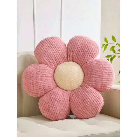 Coussin fleuri, coussin en forme de marguerite doux, en matériau en faux lapin pour chambre à coucher, canapé, literie, ameublement d'intérieur pour l'hiver, dimensions 40cm40cm (1/4)