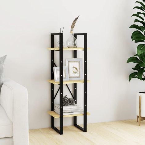 Bibliothèque à 3 niveaux, Étagère de Rangement, Meuble pour Dossier, Armoire de Rangement 40x30x105 cm Bois de pin massif AXZ35921 (1/5)