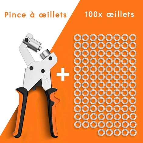 Pince perforatrice à œillets professionnelle - Effort minimal - Pince perforeuse avec 100 œillets (Ø intérieur 10 mm) (1/5)