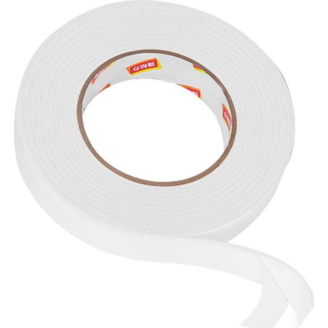 Ruban adhésif mousse double face haute adhérence 2,5 mm d'épaisseur, facile à déchirer, 24 mm x 5 m, idéal pour le bureau, les loisirs créatifs et la maison. (1/5)