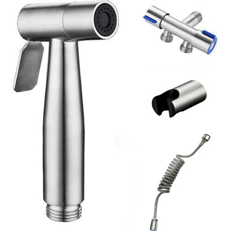 Ensemble de pulvérisateur de toilette à main en acier inoxydable pour bidet Kit de support de tuyau de pulvérisateur de couches en tissu pour bébé pour salle de bain