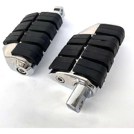 Verchromte, 32 mm (1,25 Zoll) kurze, abgewinkelte Highway-Motorschutz-Fußrasten für Harley Touring, Sportster, Dyna und Softail – Fußrasten (1/5)