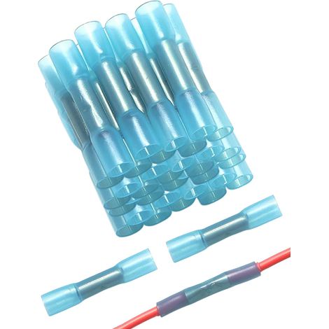 40 Pièces Cosse Thermorétractable Étanche - Connecteur Bout à Bout à Sertir, Isolant, pour Câble Électrique Auto Marine, Cosse Électrique, Raccord Thermorétractable Adhésif(Bleu) (1/5)