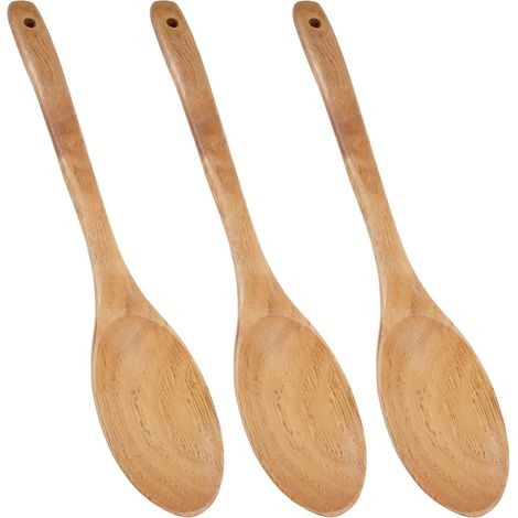 3-teiliges Küchenlöffel-Set aus Holz, 31 x 5,5 cm große Rührlöffel aus Holz (1/5)