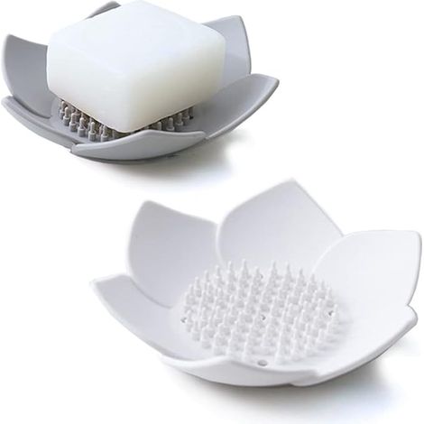 Porte-savon avec égouttoir, porte-savon pour douche, plateau à savon en silicone pour évier de cuisine. Porte-savon en forme de fleur pour comptoir ou baignoire. Prolonge la durée de vie du savon, séc