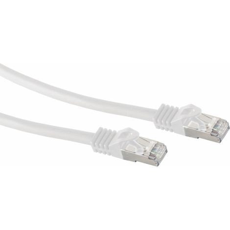 Câble patch RJ45 S/FTP (PIMF), avec câble brut CAT.7, 0,5 m, blanc