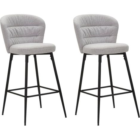 Set 2 Sgabelli Bar Losanna 52x108x59 cm in Tessuto Grigio/Nero (1/5)