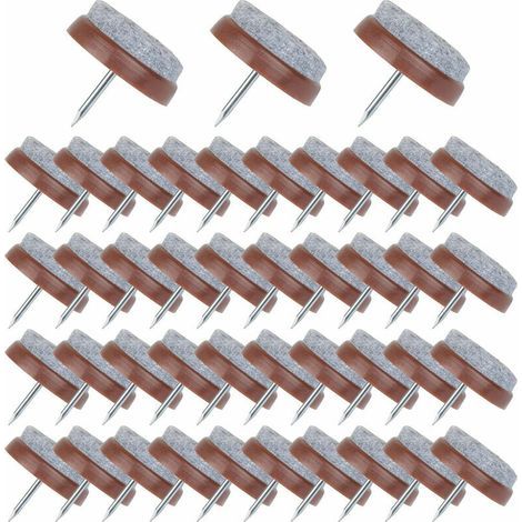 50 Pcs Patin Chaise a Clouer 24mm Marron Tampon Chaise en Feutre pour Protéger Pieds des Meubles (1/5)