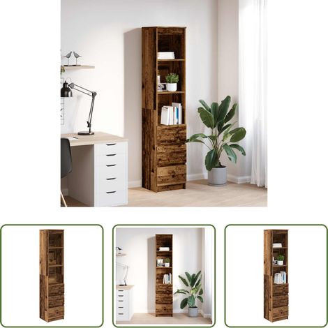 Hochregal - Highboard Altholz-Optik 37,5x35x180 cm Holzwerkstoff (1/5)