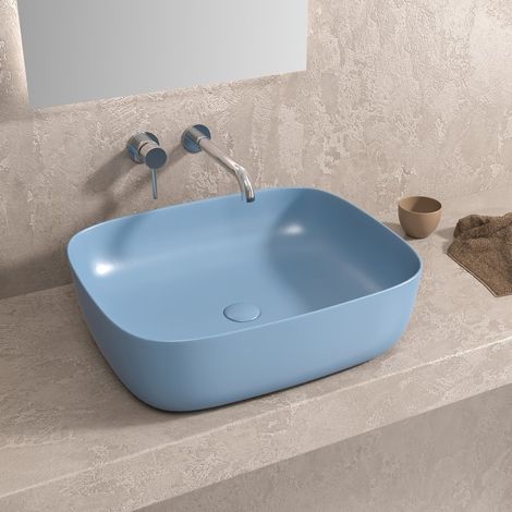 Lavabo da appoggio colore azzurro opaco  KLT-490AZ kamalu