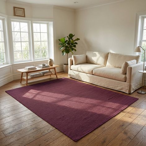 Kilim moderne Tapis Fancy - Tapis en laine - 140x70cm, Rectangular - 100% Laine vierge - Tissé main - Violet clair