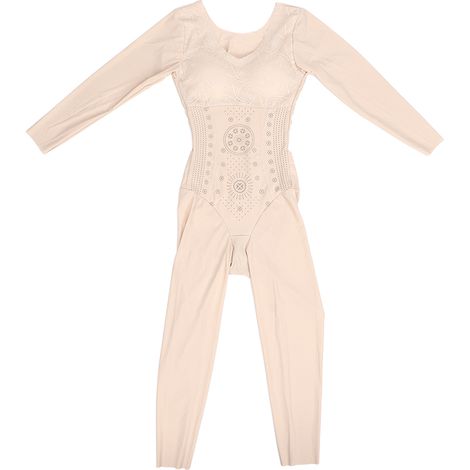 Combinaison sculptante femme manches longues, gaine amincissante thermique, sous-vêtement une pièce couleur chair taille XXXL (1/5)