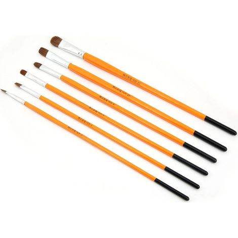 Lot de 6 pinceaux en pur poil de loup pour la peinture à la gouache et à l'aquarelle, matériel d'artiste