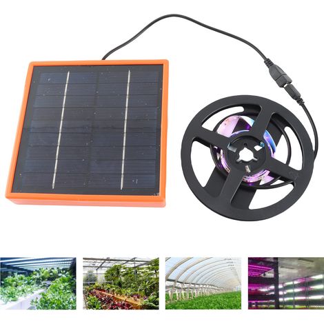 Bande lumineuse LED pour plantes avec panneau solaire 5W Spectre complet Strip 1m Aluminium plastique flexible jardin balcon serre (1/5)