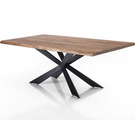 Mesa de madera maciza de acacia cm. Al.75 x P.100 x L.195 (1/5)