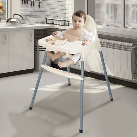Supernic Adjustable 3-in-1 Baby Highchair Infant High Feeding Seat Toddler Table Chair White (1/5)