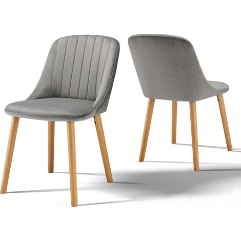 Goeurvant Sedie da pranzo moderne con seduta imbottita, schienale ergonomico e gambe in legno, Stile e comfort in un unico design - Set di 2 - Grigio chiaro