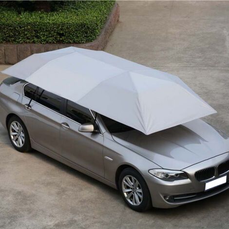 Parapluie de voiture portable résistant aux UV, abri pliable en toile Oxford pour la protection solaire extérieure (Argent) (1/5)
