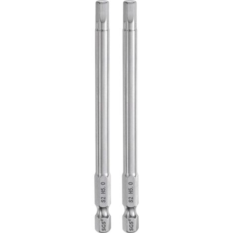 2pcs Foret à Tête Hexagonale 5mm (H5) Métrique 1/4" Tige Hexagonale 100mm (4") Long Embouts de Tournevis Magnétique Acier S2 Foret Hexagonaux à Pointe Plate pour Vis (1/5)