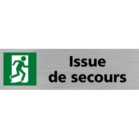 Pictogramme ISSUE DE SECOURS (Q0230).- Adhésif aspect aluminium brossé - (1/5)