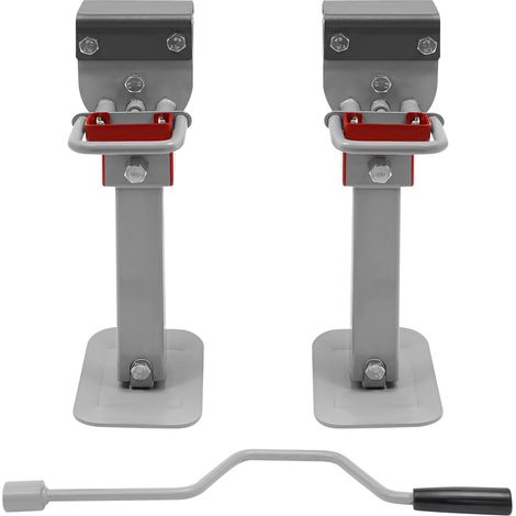 Cric manuel en deux parties, cric manuel robuste, capacité de charge 1 à 2 tonnes, hauteur réglable de 42 à 56 cm, cric pour camping-car et caravane, gris (1/5)