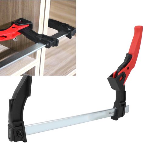 Schnellspann-F-Klemmen mit Ratschenmechanismus, verstellbar, für Holzbearbeitung, Stangenklemmen, Befestigungsklammern, Heimwerkerzubehör für Schreiner (1/5)