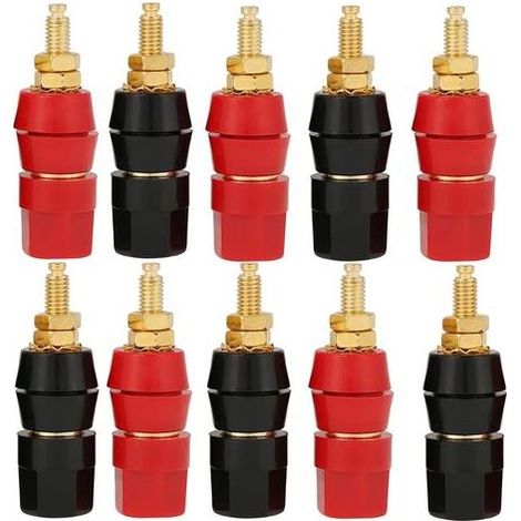 10pcs Haut-Parleur Reliure Post,Fiche Banane Douille, Fiche Banane Femelle, pour Prise Banane Jack Adaptateur Connecteur Terminal Prise Châssis Connecteur Audio HIFI(Noir et Rouge) (1/5)