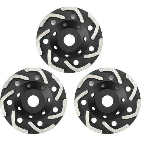 Trade-Shop Diamant V-Segmente Schleifteller Schleiftopf Ø 125mm 22,23mm Bohrung für Beton Estrich Kalksandstein Mauerwerk Naturstein Fliesenkleber - 3 Stück (1/2)