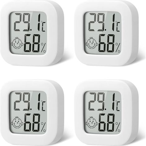 Indoor Thermometer Hygrometer, 4PCS Mini High-Precision Digital Indoor Thermometer Hygrometer, Temperature and Humidity Monitor, Comfort Level Indicator for Home and Office (1/5)