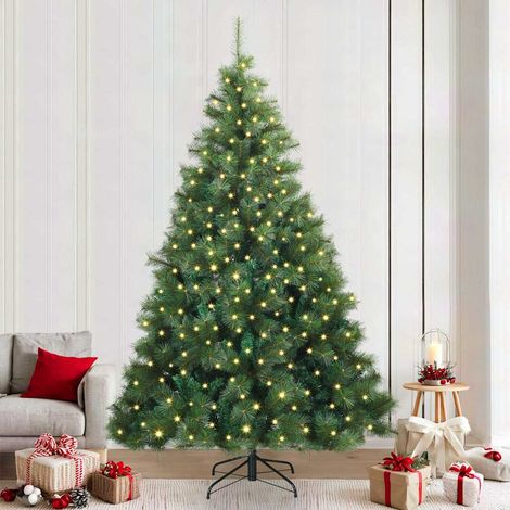 vidaXL Artificial Christmas Tree with 300 LEDs Green 240 cm PE and PVC (1/5)
