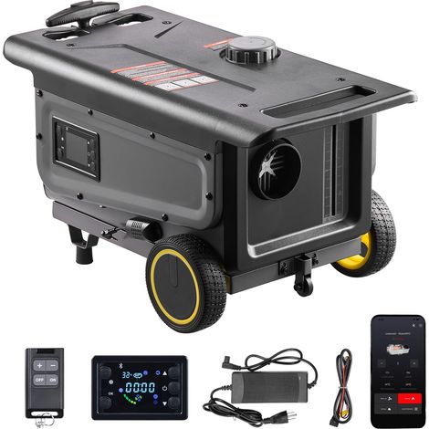 Chauffage Diesel 5-8KW DC 12 V/24 V, Réchauffeur de Stationnement Portable, avec Contrôle par Application Bluetooth, Télécommande et Écran LCD, Réservoir 5 L, Design Chariot, pour Camion (1/5)