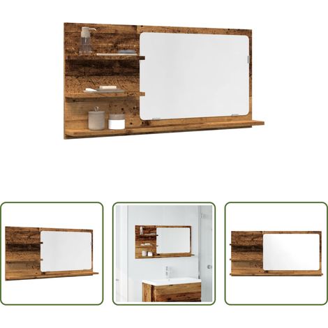 Spiegelschrank - Badspiegel mit Ablagen Altholz-Optik 90x11x45 cm Holzwerkstoff (1/5)