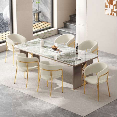 Sedia da pranzo, design minimalista, piedini regolabili antiscivolo, metallo e legno, velluto a coste beige (1/5)