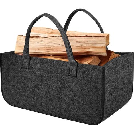 Sac de 50 x 25 x 25cm Transport pour Bois de Chauffage, XL Panier à Bûches en Feutre, Sacs Pliables pour Cabas Courses, Panier à Linge (1/5)