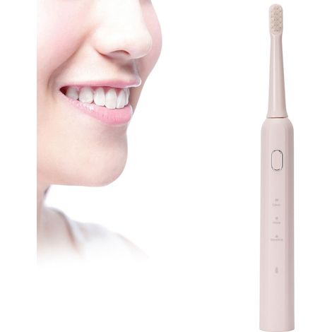 Brosse à dents électrique ultrasonique, 3 modes, batterie rechargeable USB, 2 têtes de brosse, étanche IPX7, minuteur intelligent, pour adultes, rose (1/5)