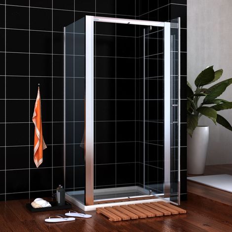 ELEGANT 700 x 800mm Pivot Shower Door Side Panel 6mm Glass Cubicle Modern Shower Enclosure (1/5)