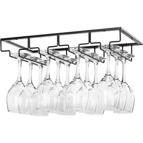 Porte-verres 4 rails pour cuisine métal noir mat usage cuisine (1/5)