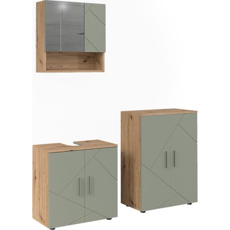 Meubles bain Irma, Vert sauge, 3 pièces, Vicco
